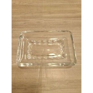Vintage MCM Clear Glass Relish Dish Rectangular Pickle Tray Zig Zag Pattern